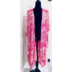 Chicos One Size Pink Tan Long Kaftan Covering